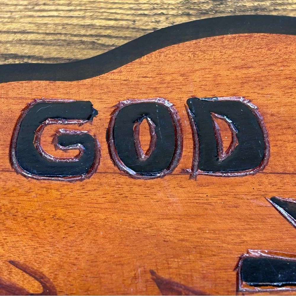 Vintage one of a kind handmade Rustic Wall Plaque - God Bless You folk art sign